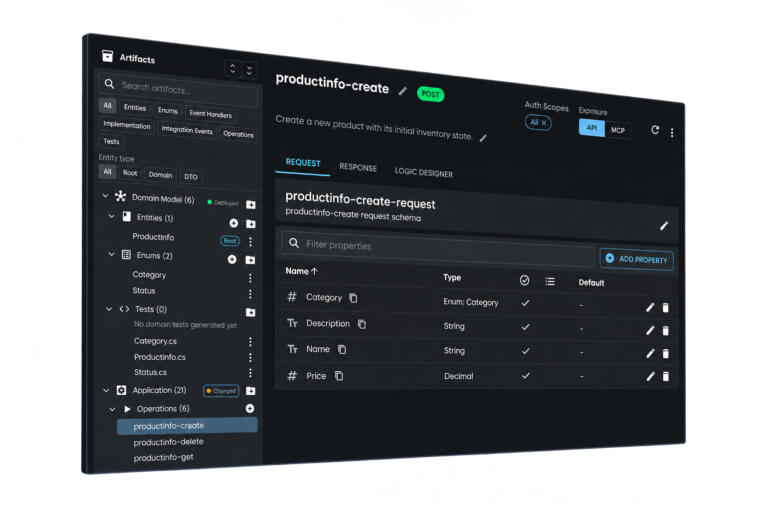 Create real business services operation screen